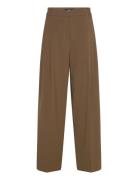 Wide-Leg Mid-Rise Pleated Trousers Brown Mango