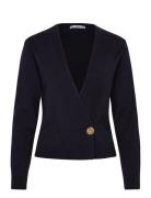 Cross-Over Cardigan With Jewel Button Navy Mango