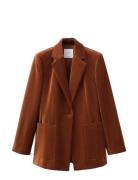 Velvet Suit Jacket With Pockets Orange Mango