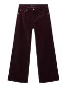 Wide-Leg Velvet Jeans Burgundy Mango