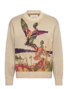 Long Sleeve Duck Intarsia Crew Beige Abercrombie & Fitch