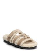 Ines Shearling Sport Slide Beige Tory Burch