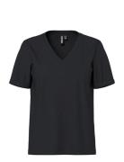 Pcria Ss V-Neck Solid Tee Jrs Noos Bc Black Pieces