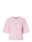 Pcsilly Ss O-Neck Knit Cardigan Noos Bc Pink Pieces