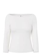 Pcphoebe 3/4 Boatneck Top Jrs Noos Bc White Pieces
