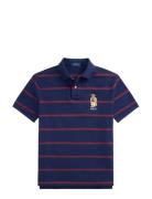 Custom Slim Fit Bear Mesh Polo Shirt Navy Polo Ralph Lauren