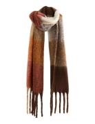 Scarf Big Fringe Check Wool Brown Lindex