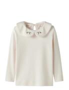 Nmffundo Emb Ls Slim Top Lil Cream Lil'Atelier