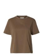 Slfessential Ss Boxy Tee Noos Brown Selected
