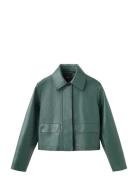 Faux-Leather Jacket With Pockets Green Mango