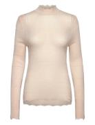 Rwlotus Tencel Ls Mock Neck Pullove Beige Rosemunde