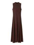 Perkins-Neck Knitted Dress Brown Mango