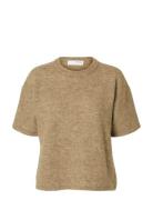 Slflulu 2/4 Knit O-Neck Noos Beige Selected