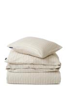 Beige Striped Organic Cotton Sateen Bed Set Beige Lexington Home