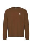 Ls Waffle Badge Crewnk Tee Brown Calvin Klein Jeans