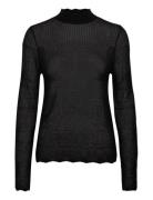 Rwlotus Tencel Ls Mock Neck Pullove Black Rosemunde