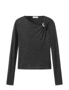 Metal Detail T-Shirt Grey Mango