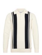 Knitted Block Stripe L/S Polo White Lindbergh