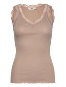 Rmwbalta Modal Sl V-Neck Top Brown RM By Rosemunde