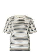 Slfessential Ss Striped Boxy Tee Noos Cream Selected