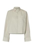 Slfastha Ls Cropped Boxy Shirt Noos Beige Selected