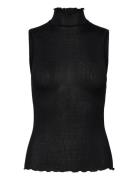 Rwbliss Silk Sl Top Black Rosemunde
