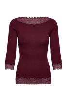 Rwbeatha Silk 2/4 Boatneck 2 Color Burgundy Rosemunde