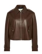 Leather Moto Jacket Brown Calvin Klein Jeans