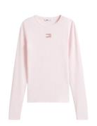 Tjw Slim Ls Badge Tee Ext Pink Tommy Jeans