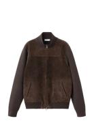 Combined Leather And Suede Jacket Brown Mango