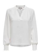 Carmetta V-Neck Ls Top Wvn Noos White ONLY Carmakoma
