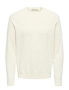 Onstim Reg Ls Linen Crew Knit Noos Cream ONLY & SONS