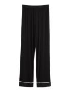 Pyjama Trousers Viscose Piping Black Lindex