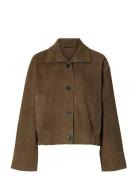Slfaiden Suede Jacket Brown Selected
