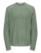 Onsapollo Reg Ls Struc Crew Knit Green ONLY & SONS