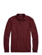 Slim Fit Mesh Long-Sleeve Polo Shirt Burgundy Polo Ralph Lauren