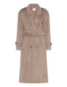 Dante6-Solen Faux Suede Trenchcoat Beige Dante6