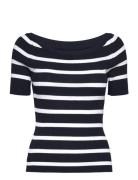 Striped Rib Knit Off Shoulder Ss Navy GANT