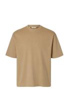 Slhlooseoscar Ss O-Neck Tee Noos Beige Selected