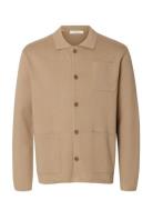 Slhmike Light Relaxed Polo Cardigan Noos Beige Selected