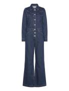 Long Denim Jumpsuit Blue Mango