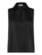 Rmwpenelope Silk Blend Sl Top Black RM By Rosemunde