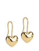Earrings, Poma Drop Heart Gold Enamel Copenhagen
