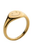Dixie - Smiley Face Signet Ring Stainless Ste Gold Timi Of Sweden