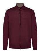 Merino Zip Cardigan Burgundy Morris