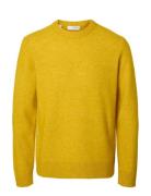 Slhrai Ls Knit Crew Neck Noos Yellow Selected