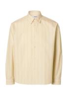 Slhctmben Stripe Ls Shirt Yellow Selected