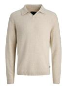 Jprblamaverick Knit Split Neck Styd Aw25 Beige Jack & J S