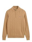 Cotton Cable Half Zip Beige GANT