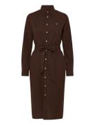 Cotton-Linen Belted Shirtdress Brown Polo Ralph Lauren